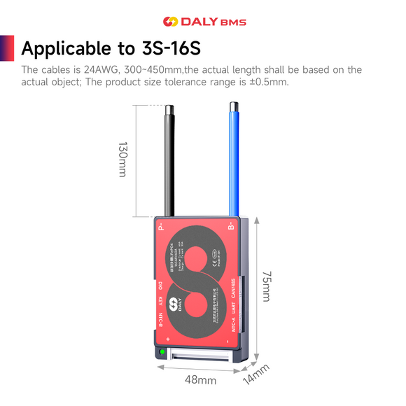 DALY Smart BMS 40A 60A  3S to 20S Protection Board with Bluetooth module and NTC UART & CAN/RS485 port for Lithium Battery Pack(LifePO4,Li-ion)