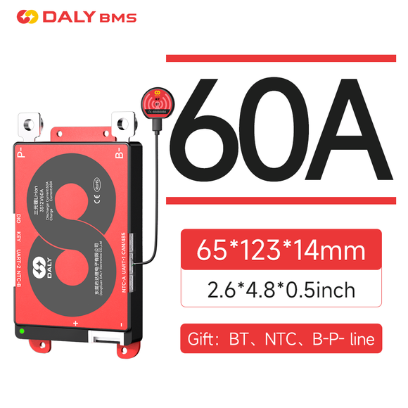 DALY Smart BMS 40A 60A  3S to 20S Protection Board with Bluetooth module and NTC UART & CAN/RS485 port for Lithium Battery Pack（LifePO4，Li-ion）